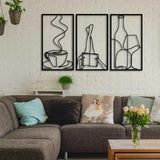 3-Piece Bookish Metal Wall Art, Minimalist Line Art for Reading & Coffee Lovers，Coffee Lover Minimalist Wall Art