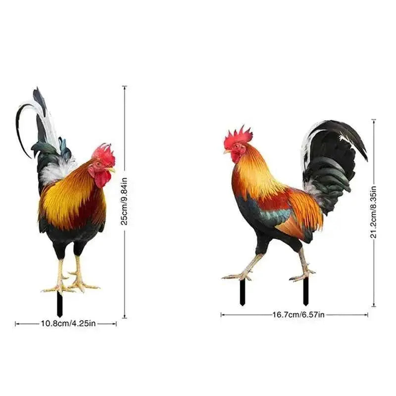 Rooster Statue , Hen Figure Chicken Sculpture For Yard Decor Weatherproof
