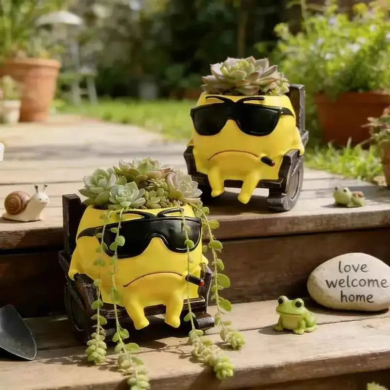 Handsome Expression Flowerpot Green Potted Plants Vase Container Home  Garden Gift
