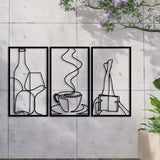3-Piece Bookish Metal Wall Art, Minimalist Line Art for Reading & Coffee Lovers，Coffee Lover Minimalist Wall Art