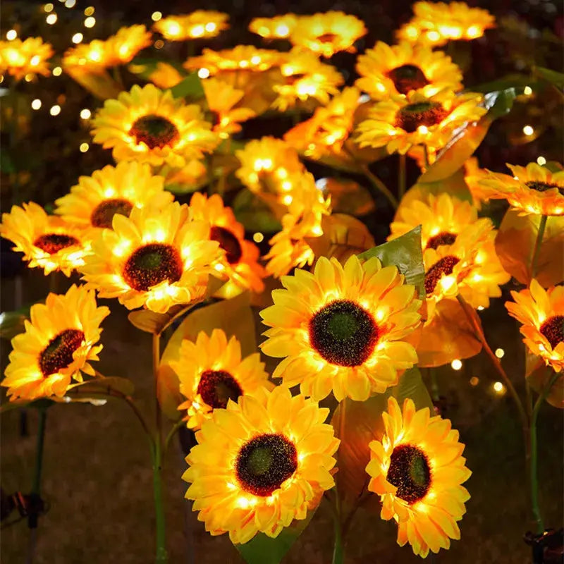 3 Heads 1 Head Solar Simulation Sunflower LED Lights Garden Yard Lawn Night Lights Landscape Lamp Decor Christmas Flower Light Mayra and Company