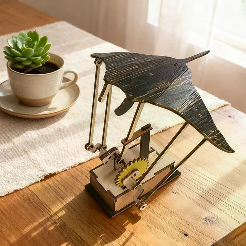 Wooden Electric Manta Ray Ornament Automaton With Lifelike Swimming Motion Ocean Decor For Desk Tabletop Home Gift Mayra and Company