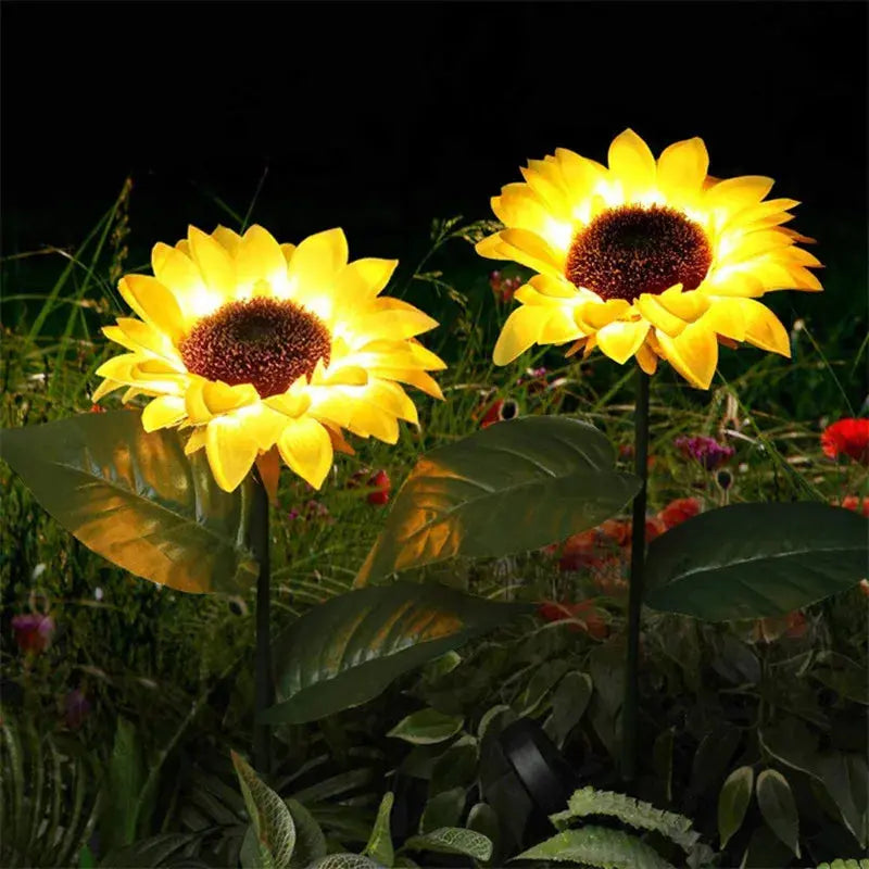 3 Heads 1 Head Solar Simulation Sunflower LED Lights Garden Yard Lawn Night Lights Landscape Lamp Decor Christmas Flower Light Mayra and Company