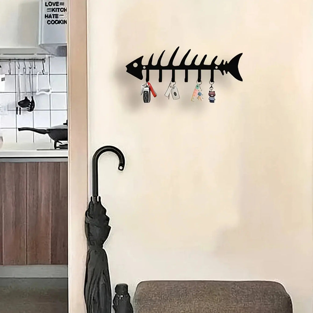 Metal Wall Hooks Organizer, Fishbone Key Holder & Decorative Wall Decor Mayra and Company