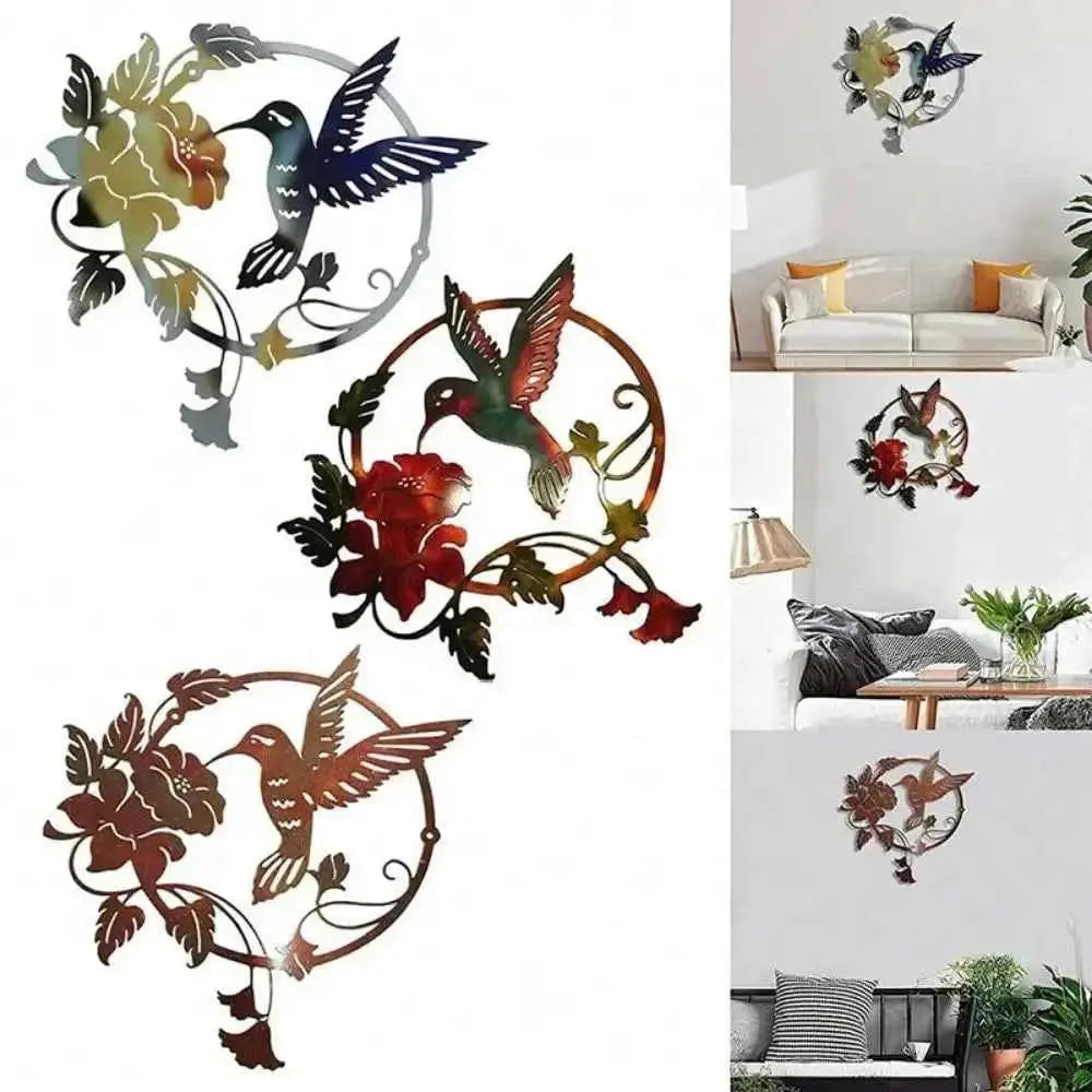 Dracaena Iron Art Hummingbird Wall Decor Outdoor Garden Set of 3