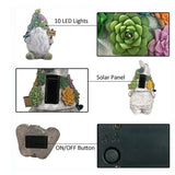 Outdoor Garden Dwarf Statue-resin Gnome Statue Lighting Wizard Solar Led Light Welcome Sign Gnome Yard Lawn Large Figurine ( 14 inches High)