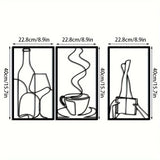 3-Piece Bookish Metal Wall Art, Minimalist Line Art for Reading & Coffee Lovers，Coffee Lover Minimalist Wall Art