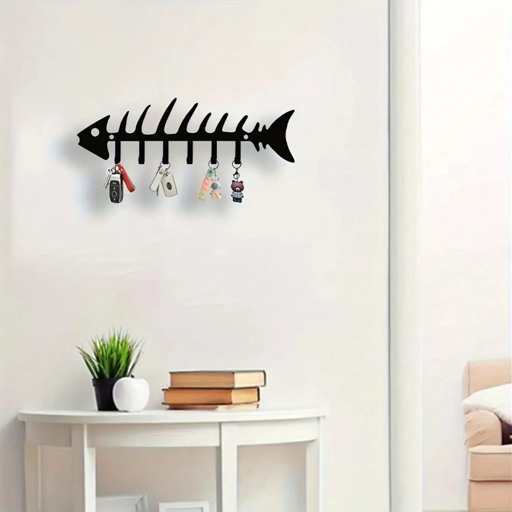 Metal Wall Hooks Organizer, Fishbone Key Holder & Decorative Wall Decor Mayra and Company