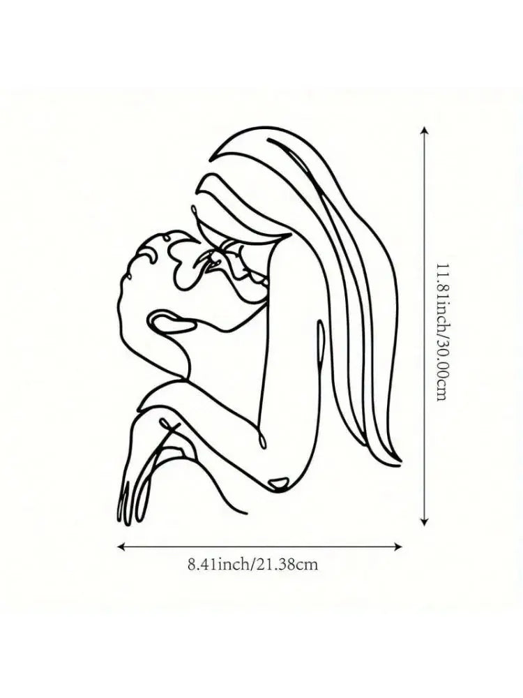 Couple Kissing (Long Hair Lady) Metal Wall Art (Wall Sculpture) | Waterproof Rustproof | Halloween & Christmas Gift Mayra and Company