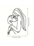 Couple Kissing (Long Hair Lady) Metal Wall Art (Wall Sculpture) | Waterproof Rustproof | Halloween & Christmas Gift Mayra and Company