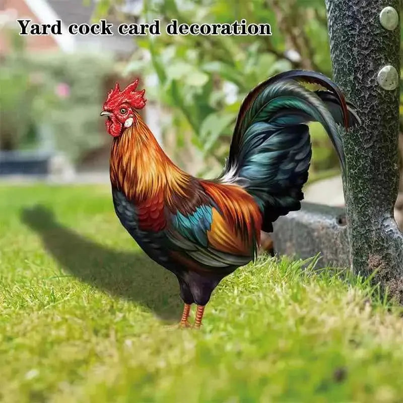 Rooster Statue , Hen Figure Chicken Sculpture For Yard Decor Weatherproof