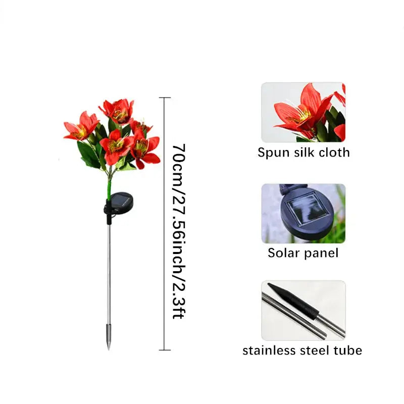 Garden Solar Lamp LED Artificial Orchid Flower Outdoor Decoration Mayra and Company