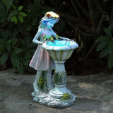 Outdoor Garden Dwarf Statue-resin Gnome Statue Lighting Wizard Solar Led Light Welcome Sign Gnome Yard Lawn Large Figurine ( 14 inches High)
