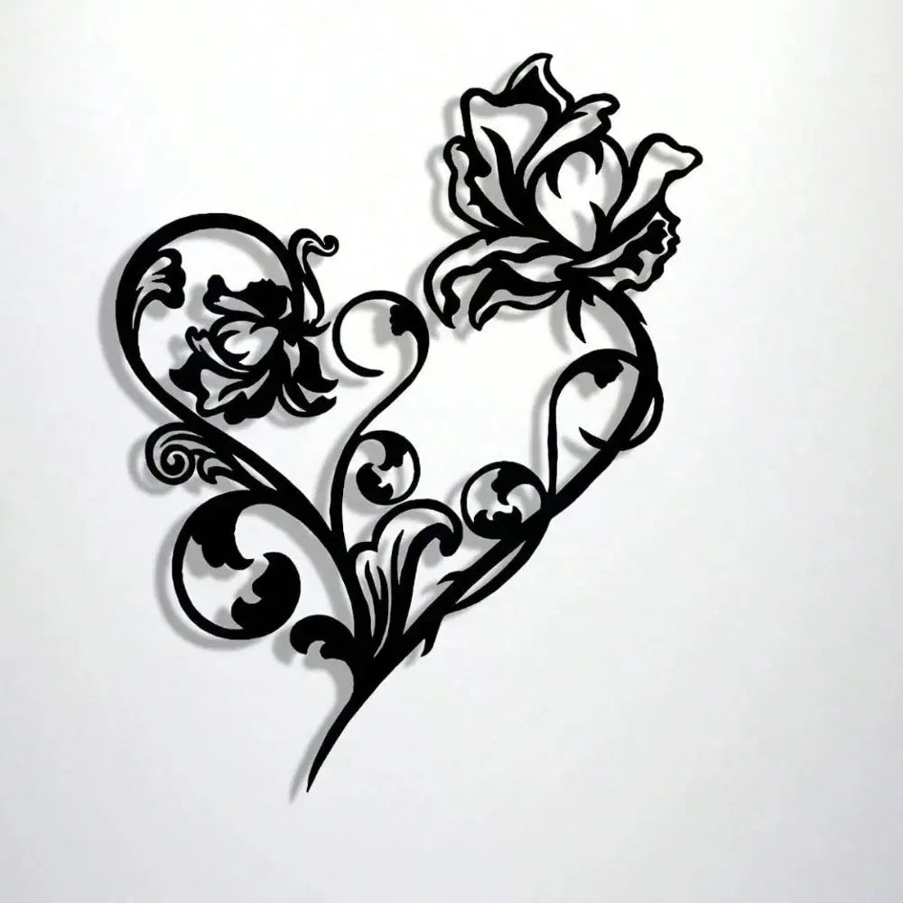 Elegant Black Metal Wall Sign - Abstract Heart Craft for Nature Lovers & Decor Enthusiasts Mayra and Company