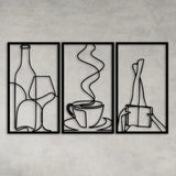 3-Piece Bookish Metal Wall Art, Minimalist Line Art for Reading & Coffee Lovers，Coffee Lover Minimalist Wall Art