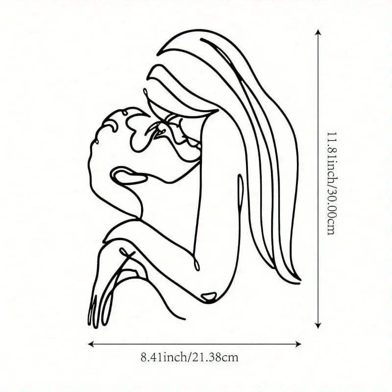 Couple Kissing (Long Hair Lady) Metal Wall Art (Wall Sculpture) | Waterproof Rustproof | Halloween & Christmas Gift Mayra and Company