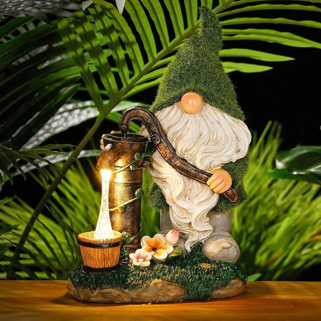 14 Inch Outdoor Garden Dwarf Statue-resin Gnome Statue Lighting Wizard Solar Led Light Welcome Sign Gnome Yard Lawn Large Figurine Mayra and Company