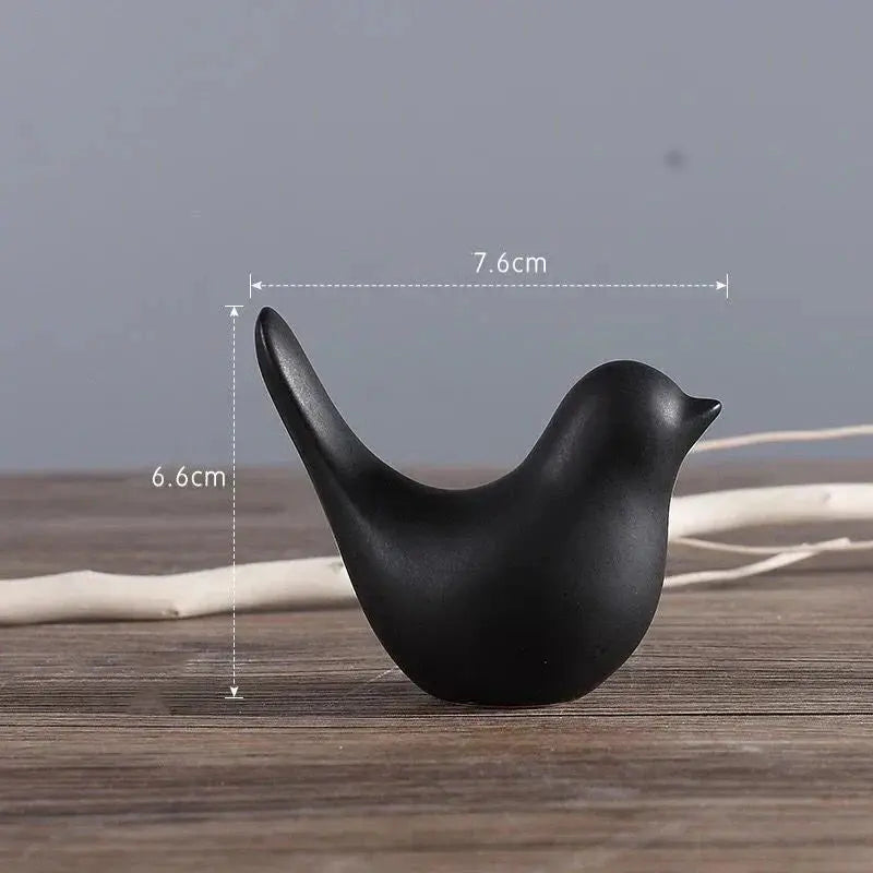 DecorBites™ Bird Figurine Set Nordic Ceramic Black White Table Sculptural Ornament Decorbites
