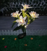 Garden Solar Lawn Lamp LED Artificial Orchid Flower Ground Light Summer Wedding Holiday Party Outdoor Courtyard Patio Decoration