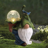 Outdoor Garden Dwarf Statue-resin Gnome Statue Lighting Wizard Solar Led Light Welcome Sign Gnome Yard Lawn Large Figurine ( 14 inches High)