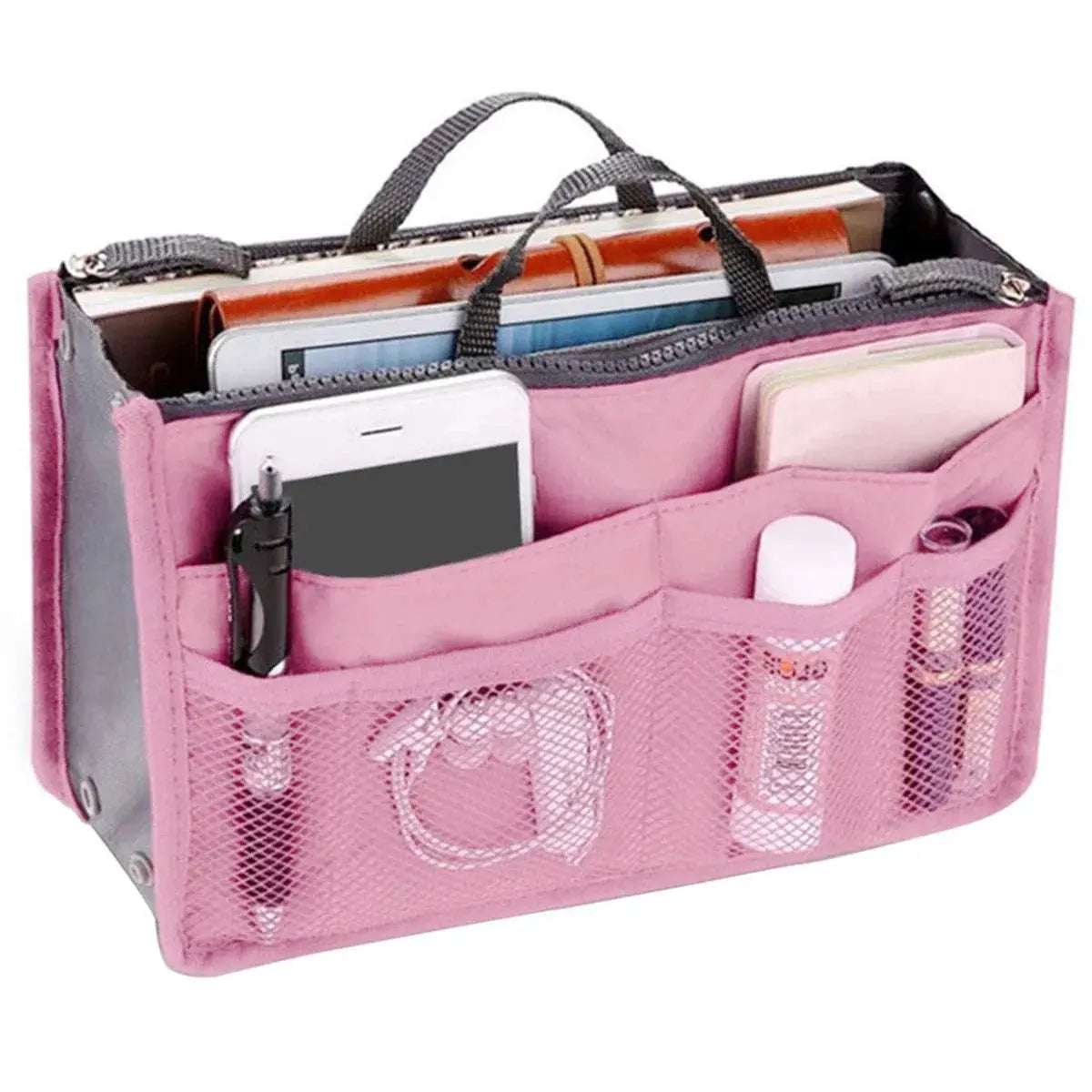 Women Cosmetic Organizer Bag Nylon Travel Insert Organizer Handbag Foldable Large Capacity Insert Bag Liner Makeup Tote Mayra and Company