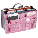 Women Cosmetic Organizer Bag Nylon Travel Insert Organizer Handbag Foldable Large Capacity Insert Bag Liner Makeup Tote