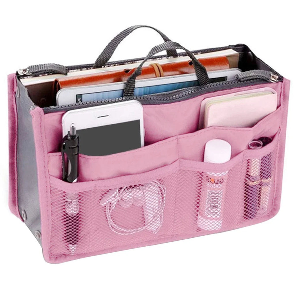 Women Cosmetic Organizer Bag Nylon Travel Insert Organizer Handbag Foldable Large Capacity Insert Bag Liner Makeup Tote Mayra and Company