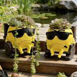Handsome Expression Flowerpot Green Potted Plants Vase Container Home Courtyard Garden Decoration Handicrafts Ornament Gift