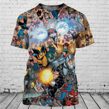 Fashionable men's 3D T-shirt with popular cartoon character print summer short sleeved loose and eye-catching