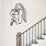 Couple Kissing (Long Hair Lady) Metal Wall Art (Wall Sculpture) | Waterproof Rustproof | Halloween & Christmas Gift