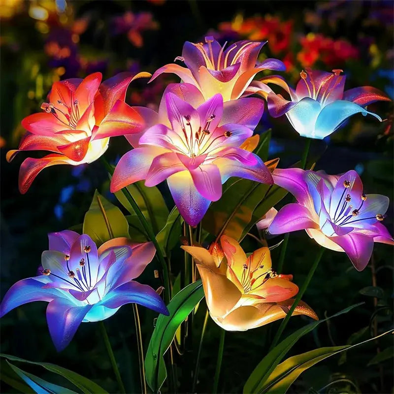 Garden Solar Lamp LED Artificial Orchid Flower Outdoor Decoration Mayra and Company
