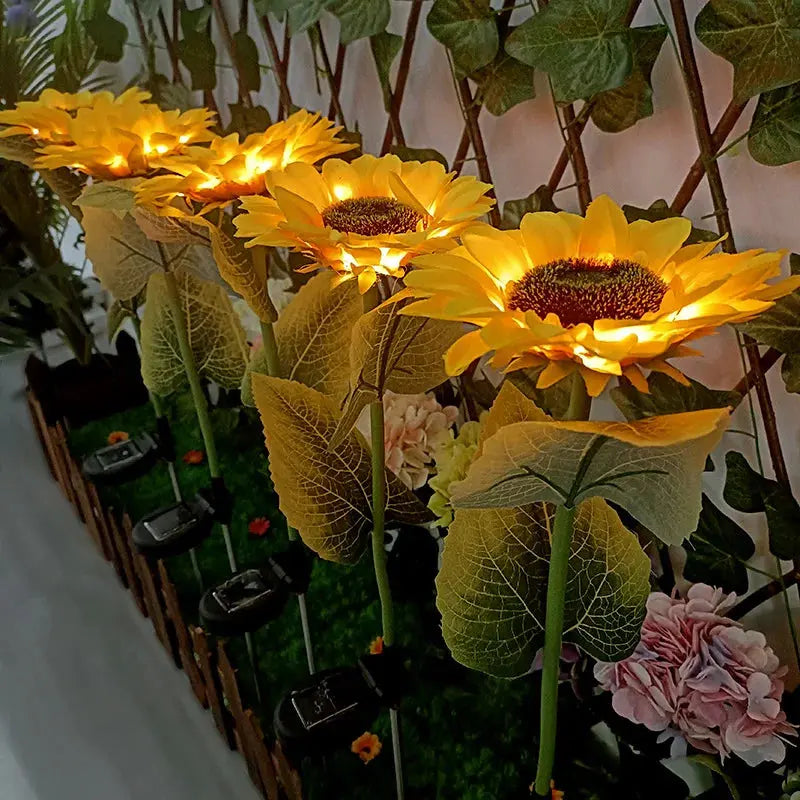3 Heads 1 Head Solar Simulation Sunflower LED Lights Garden Yard Lawn Night Lights Landscape Lamp Decor Christmas Flower Light Mayra and Company