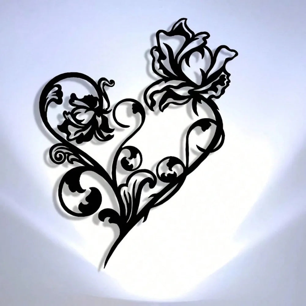 Elegant Black Metal Wall Sign - Abstract Heart Craft for Nature Lovers & Decor Enthusiasts Mayra and Company