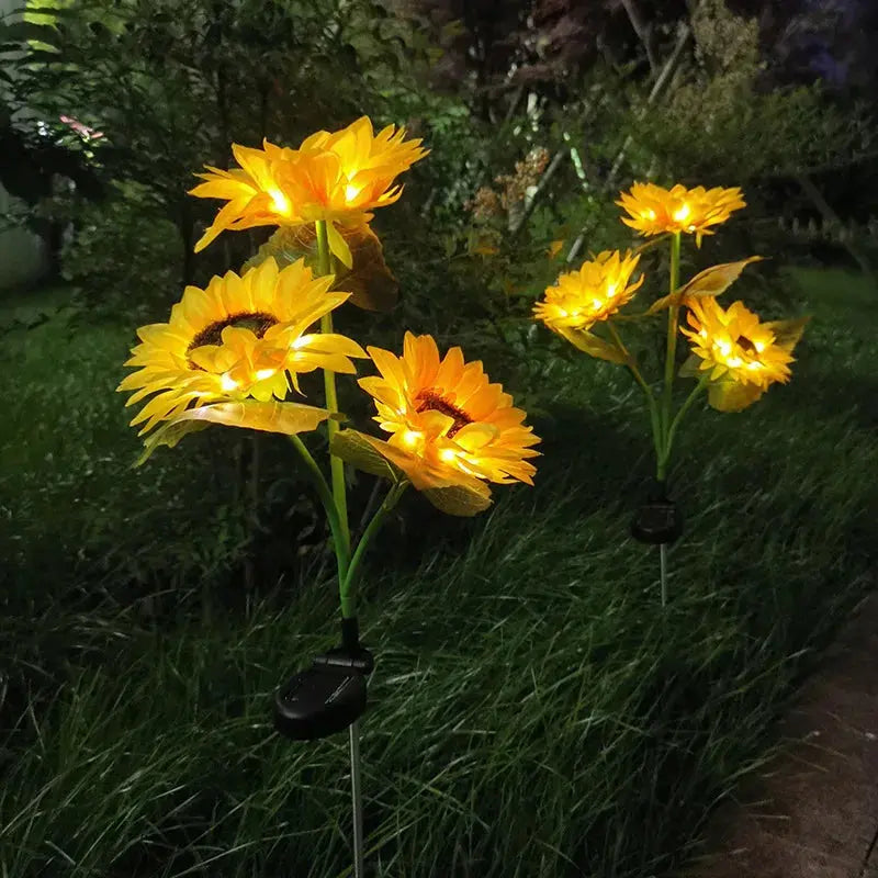 3 Heads 1 Head Solar Simulation Sunflower LED Lights Garden Yard Lawn Night Lights Landscape Lamp Decor Christmas Flower Light Mayra and Company