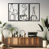 3-Piece Bookish Metal Wall Art, Minimalist Line Art for Reading & Coffee Lovers，Coffee Lover Minimalist Wall Art