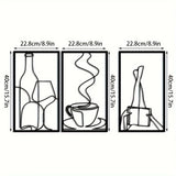 3-Piece Bookish Metal Wall Art, Minimalist Line Art for Reading & Coffee Lovers，Coffee Lover Minimalist Wall Art
