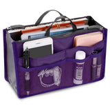 Women Cosmetic Organizer Bag Nylon Travel Insert Organizer Handbag Foldable Large Capacity Insert Bag Liner Makeup Tote