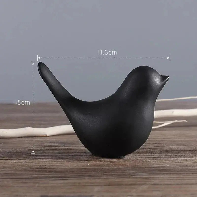 DecorBites™ Bird Figurine Set Nordic Ceramic Black White Table Sculptural Ornament Decorbites