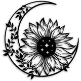 Sunflower Moon Metal Wall Art, Farmhouse Decor for Living Room Bedroom Outdoor