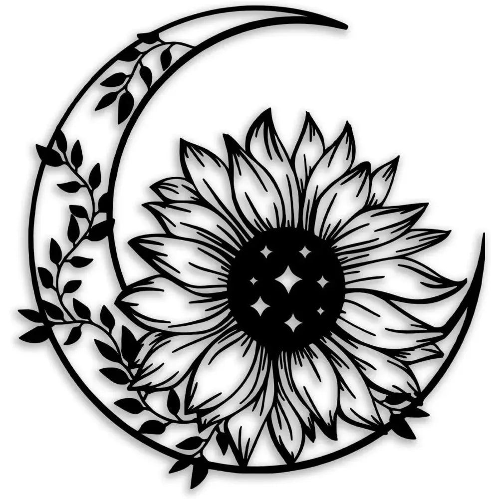 Sunflower Moon Metal Wall Art, Farmhouse Decor for Living Room Bedroom Outdoor Mayra and Company