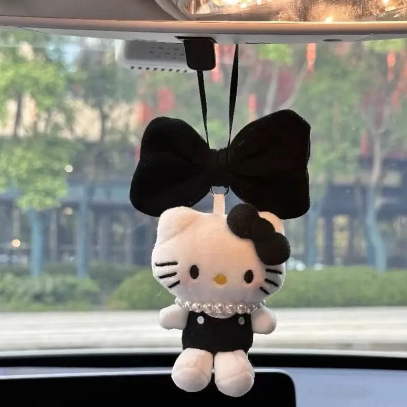 Vintage Black 3D Pearl Bow Hello Kitty Car Pendant Mayra and Company