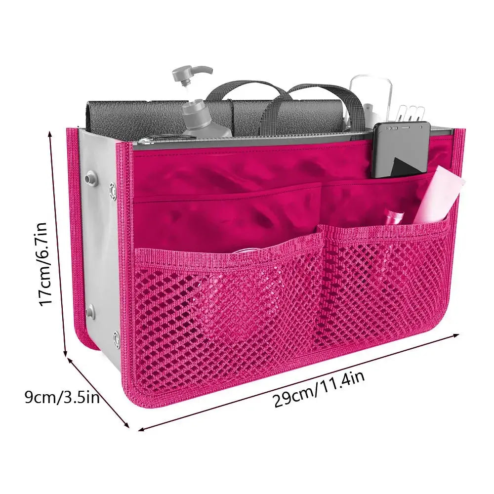 Women Cosmetic Organizer Bag Nylon Travel Insert Organizer Handbag Foldable Large Capacity Insert Bag Liner Makeup Tote Mayra and Company