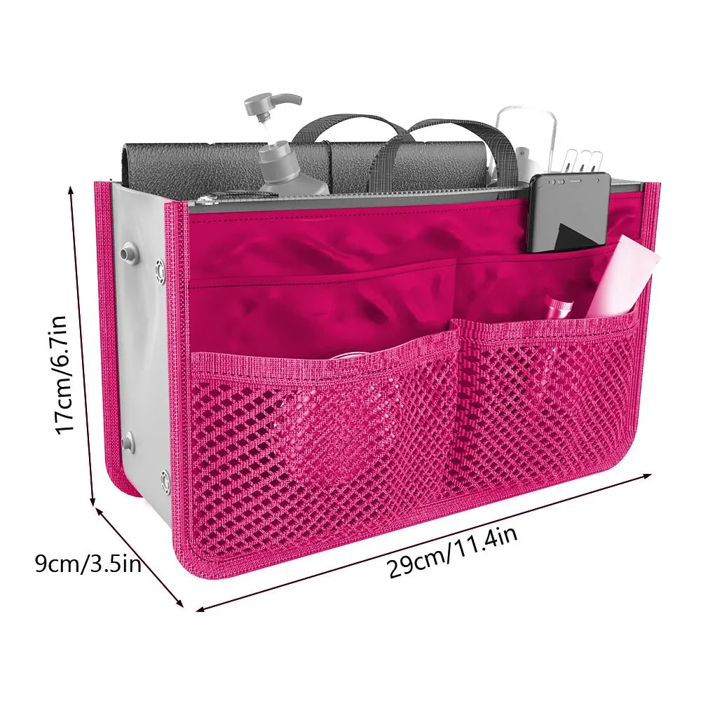 Women Cosmetic Organizer Bag Nylon Travel Insert Organizer Handbag Foldable Large Capacity Insert Bag Liner Makeup Tote Mayra and Company
