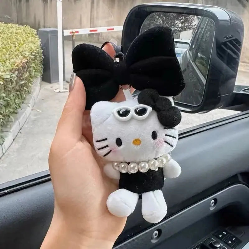 Vintage Black 3D Pearl Bow Hello Kitty Car Pendant Mayra and Company