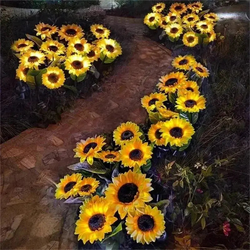 3 Heads 1 Head Solar Simulation Sunflower LED Lights Garden Yard Lawn Night Lights Landscape Lamp Decor Christmas Flower Light Mayra and Company