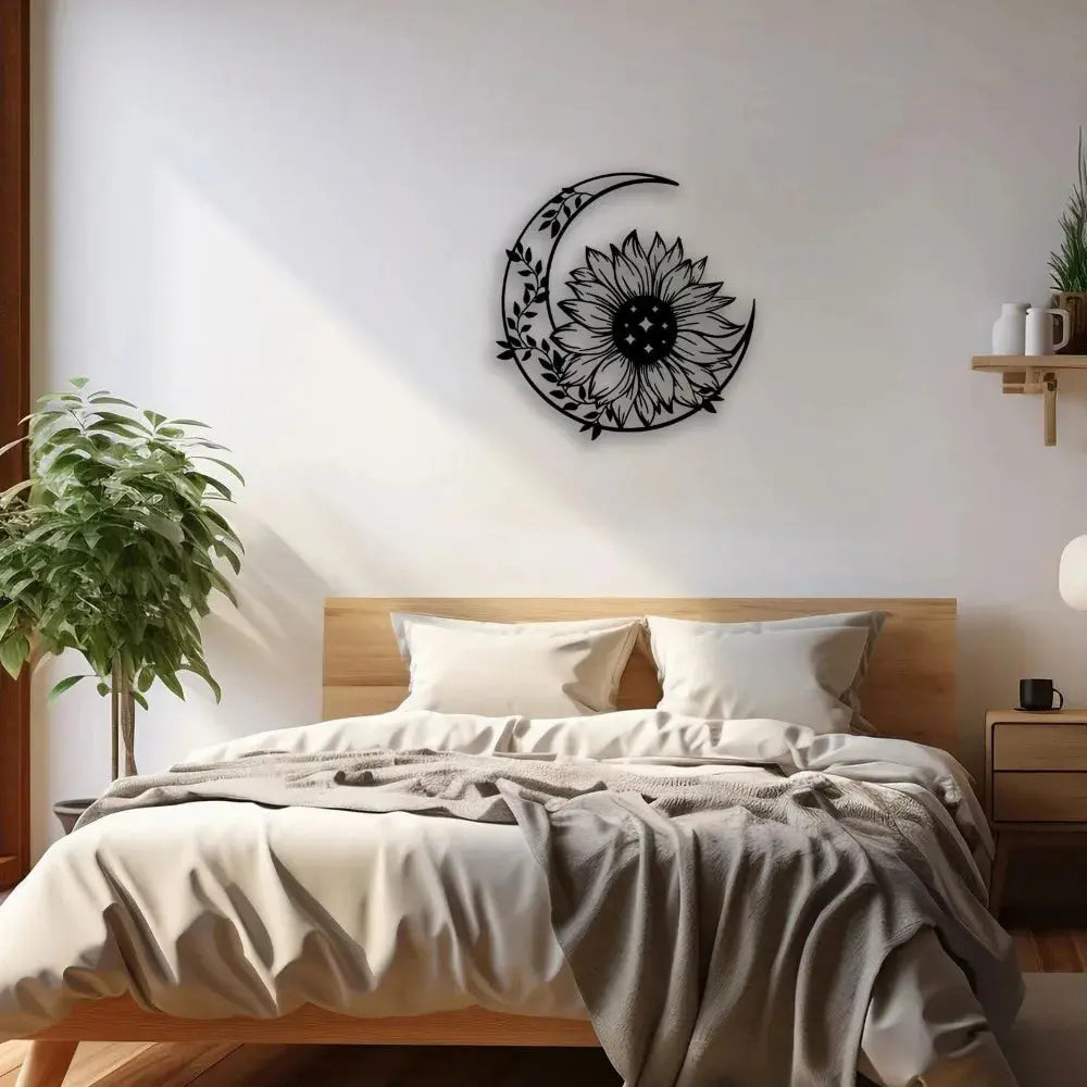 Sunflower Moon Metal Wall Art, Farmhouse Decor for Living Room Bedroom Outdoor Mayra and Company