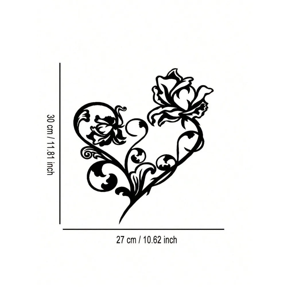 Elegant Black Metal Wall Sign - Abstract Heart Craft for Nature Lovers & Decor Enthusiasts Mayra and Company