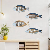 4 Pieces Fish Nautical Wall Decor Ornaments for Bathroom Indoor Lake House Wooden Fish Wall Decor Bathroom Bedroom Gifts 11”