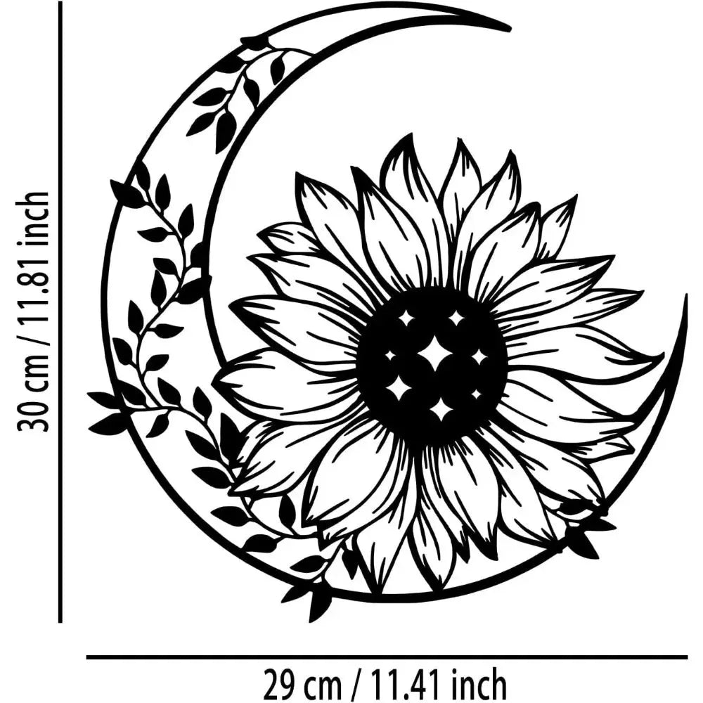 Sunflower Moon Metal Wall Art, Farmhouse Decor for Living Room Bedroom Outdoor Mayra and Company