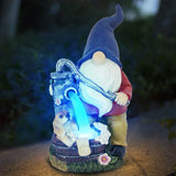 Outdoor Garden Dwarf Statue-resin Gnome Statue Lighting Wizard Solar Led Light Welcome Sign Gnome Yard Lawn Large Figurine ( 14 inches High)